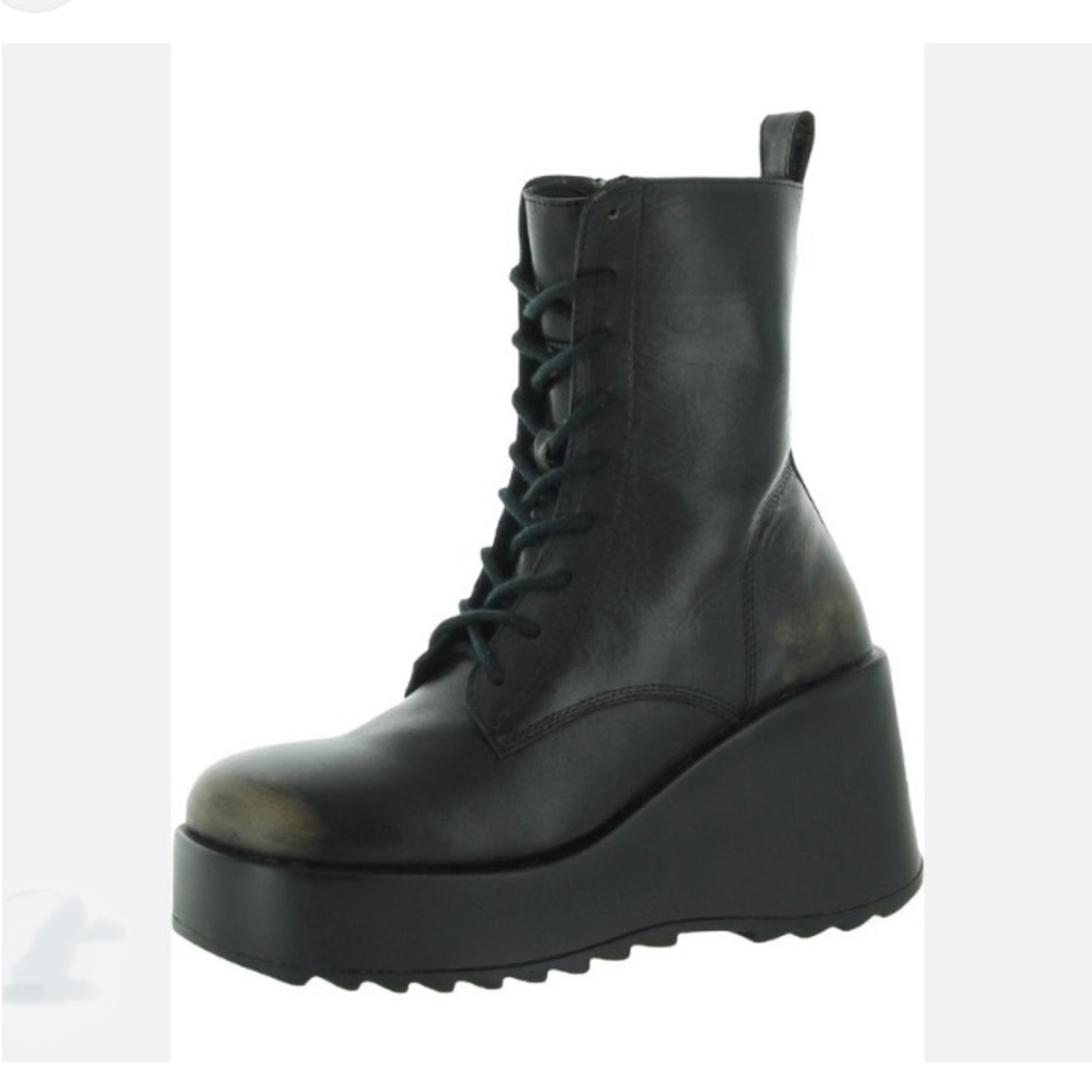 Black Distressed Steve Madden Promise Platform Combat Boots 8 Free Shipp…